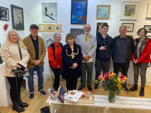 The Mayor of Todmorden attending an exhibition opening at Water Street Gallery.