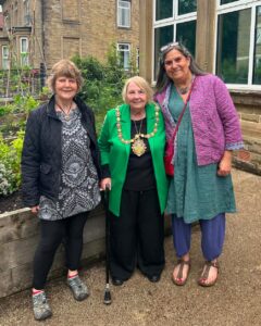 The Mayor on her visit to Incredible Edible Todmorden gardens.